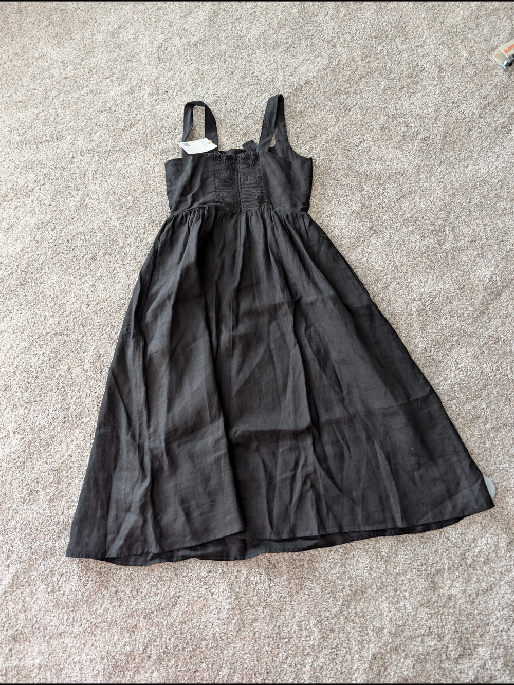 Quince 100% European Linen Fit & Flare Midi Dress Black NWT SMALL - Picture 2 of 7
